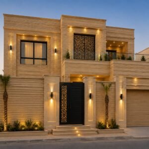 Grooved Riyadh Beige Limestone Cladding / حجر الرياض كريمي مخطط أو مشطب